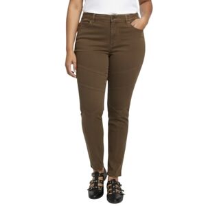 NWT Lauren Ralph Lauren Moto Pants Size 14 Brown Neutral